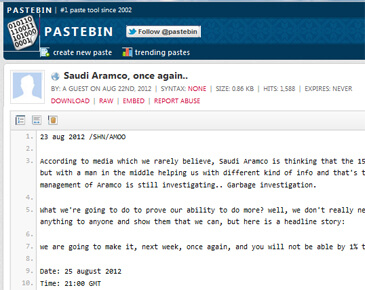 Saudi Aramco Suffers Shamoon Attack and New Threat