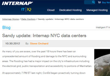 Internap’s NYC Data Center Flooded by Sandy