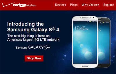 Verizon Wireless Adds Samsung Galaxy S4