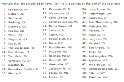 AT&T Expands LTE Rollout to 50 More Markets