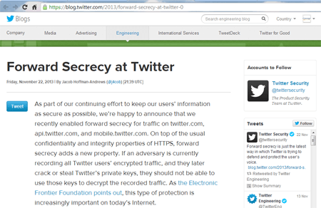 Twitter Implements Forward Secrecy