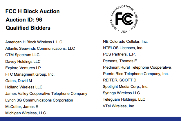 FCC Opens Auction for 1915-1920 MHz and 1995-2000 MHz Bands