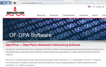 Broadcom Announces OpenFlow Data Plane Abstraction Spec