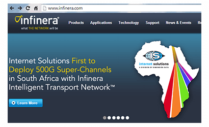 South Africa’s Internet Solutions Deploys 500G Super-Channels with Infinera