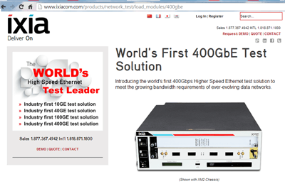 Ixia Debuts 400GbE Test Platform