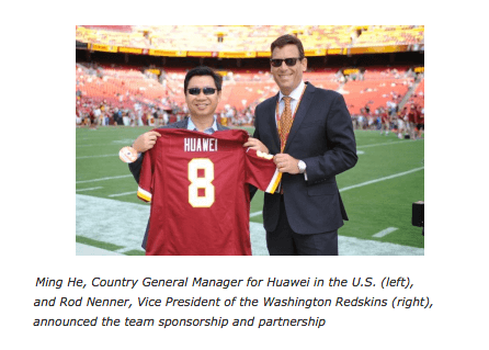 Huawei Signs with the Washington Redskins
