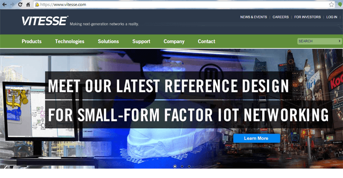 Vitesse Offers Gigabit Ethernet PHY Reference Design for IoT