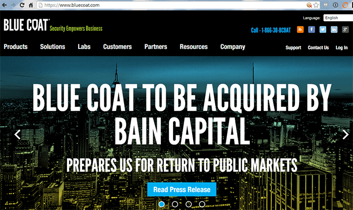 Blue Coat to be Acquired by Bain Capital from Thoma Bravo