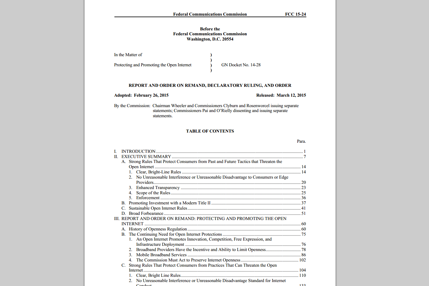 FCC Releases 400-Page Open Internet Order