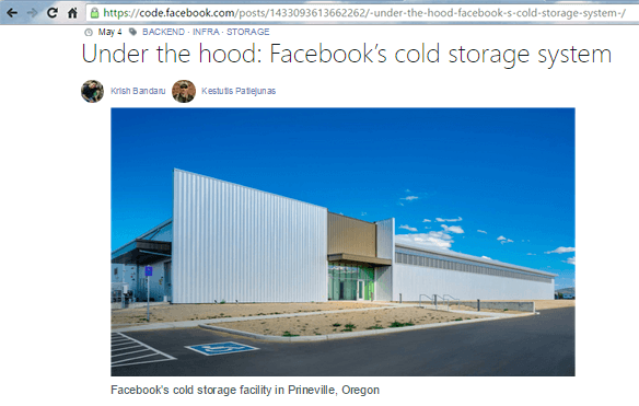 Facebook Achieves Power Efficiency with Cold Storage