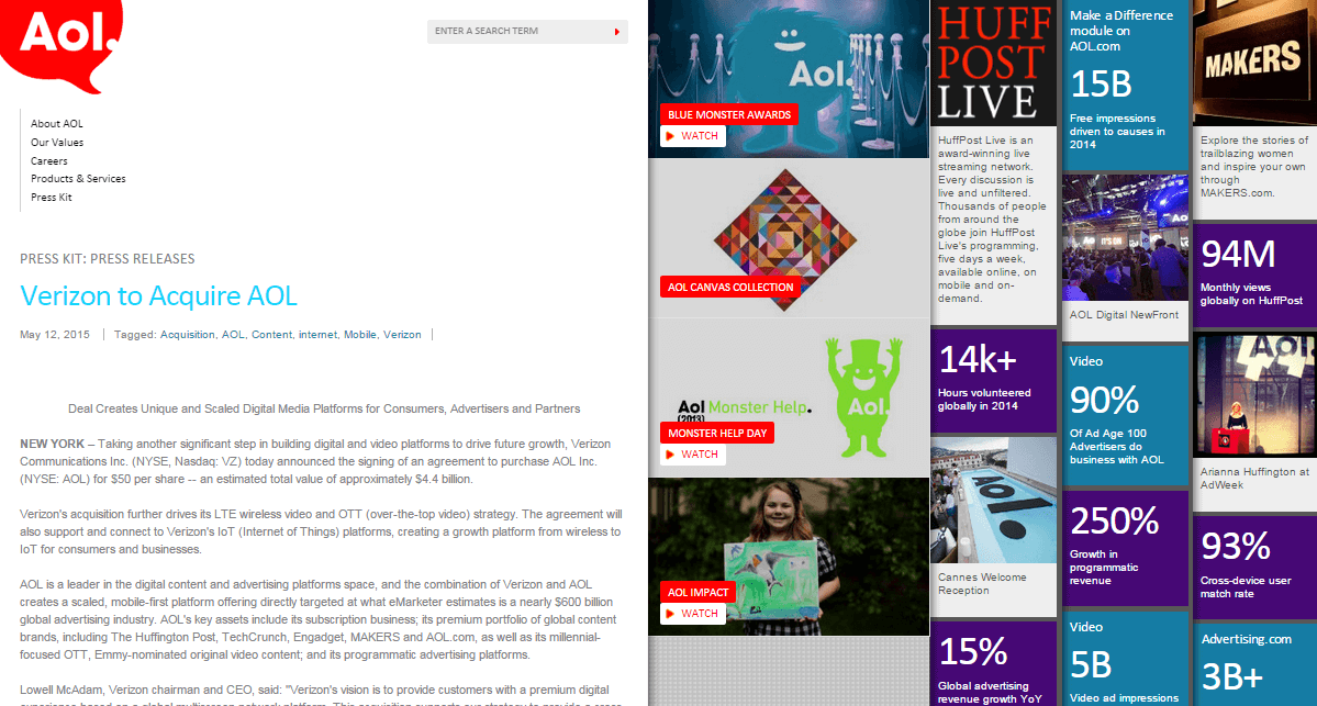 Verizon Cites Mobile Content Strategy for AOL Acquisition