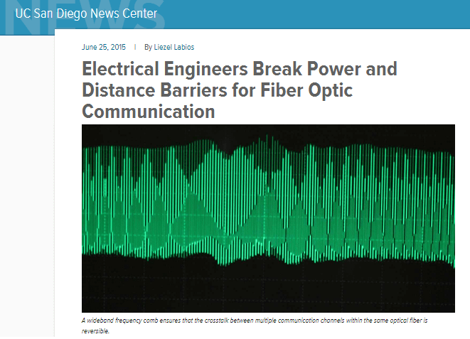 UCSD Cites Major Advancement in Optical Transmission