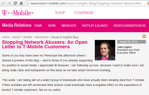T-Mobile US Stops Unlimited LTE Tethering