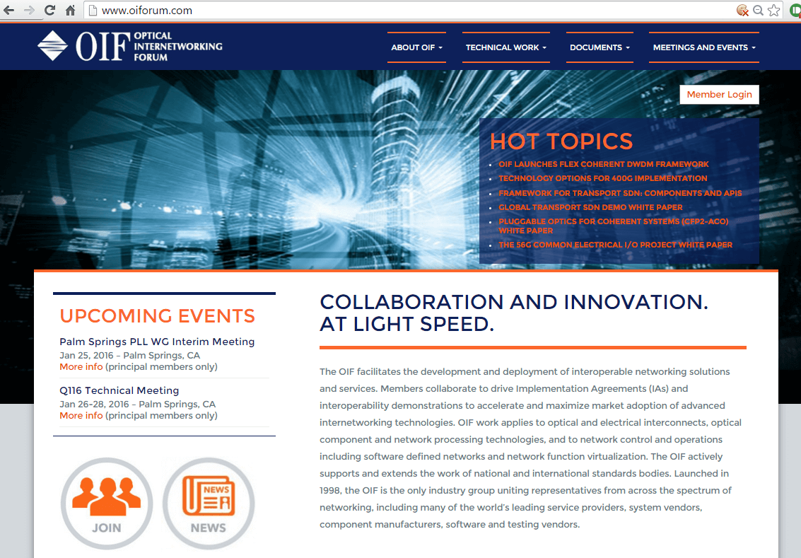 OIF Launches Flex Coherent DWDM Framework Effort