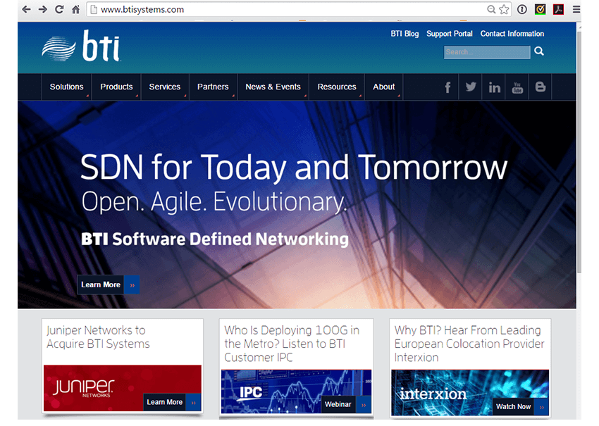 Juniper to Acquire BTI Systems for Metro Optical and DCI