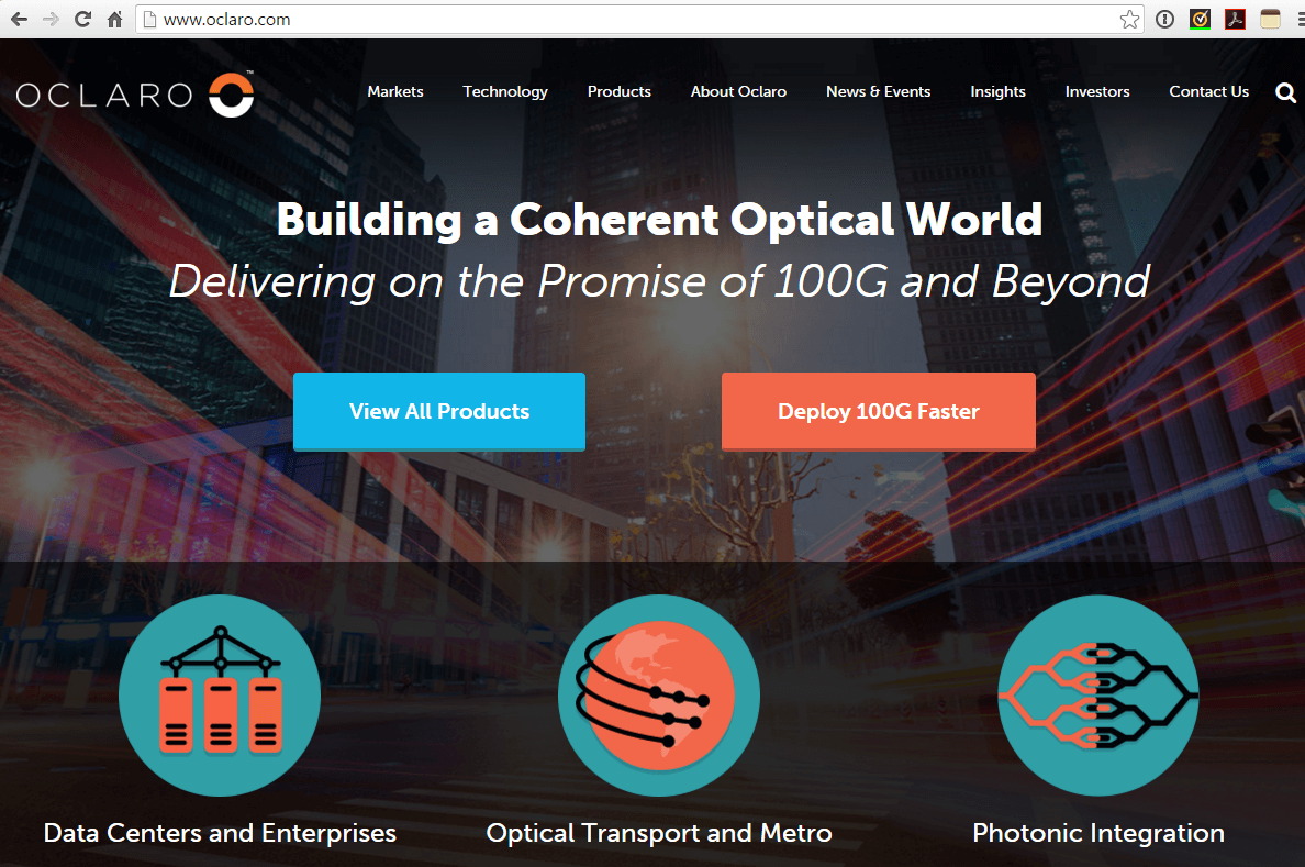Oclaro Cites Continued Strong Growth in 100G