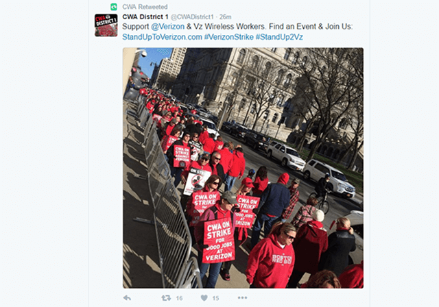 CWA: Verizon Strike is On