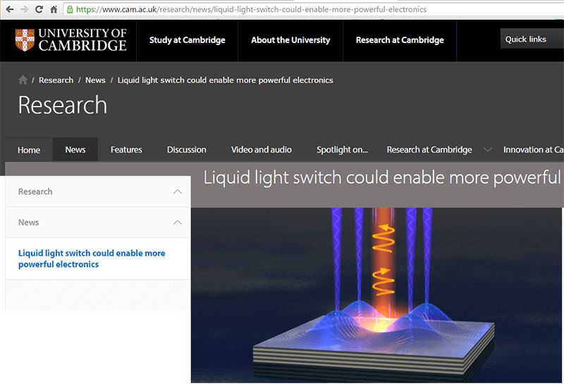 University of Cambridge: Liquid Light Switch