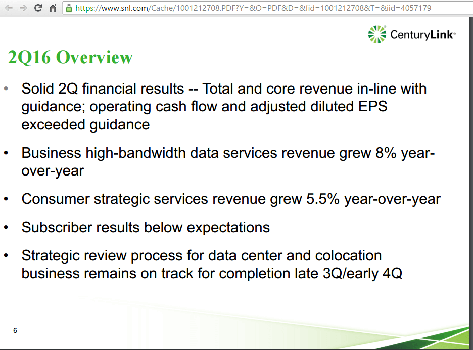 CenturyLink Posts Q2 Revenue of $4.4 Billion, Flat Sales but Higher Profits