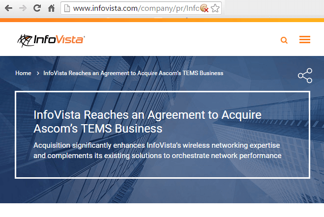 InfoVista to Acquire Ascom’s Network Test Business