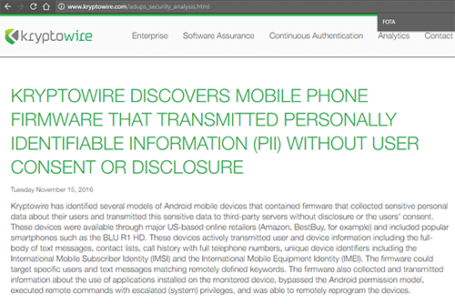 NYT: Secret Backdoor in Some U.S. Phones Sent Data to China, Analysts Say