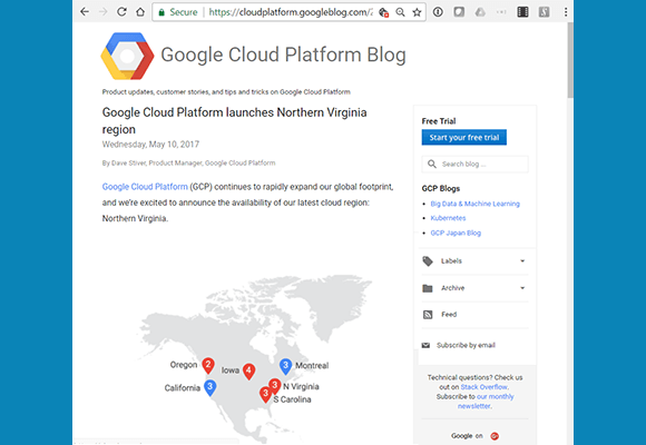 Google Cloud Platform launches No. Virginia region