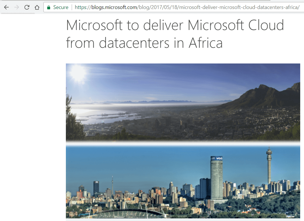 Microsoft Builds Cloud Data Centers in Johannesburg and Cape Town