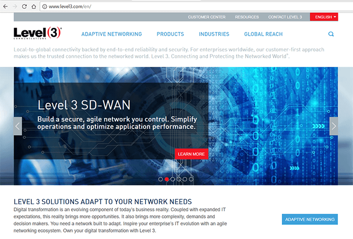 Level 3 introduces SD-WAN for enterprise customers