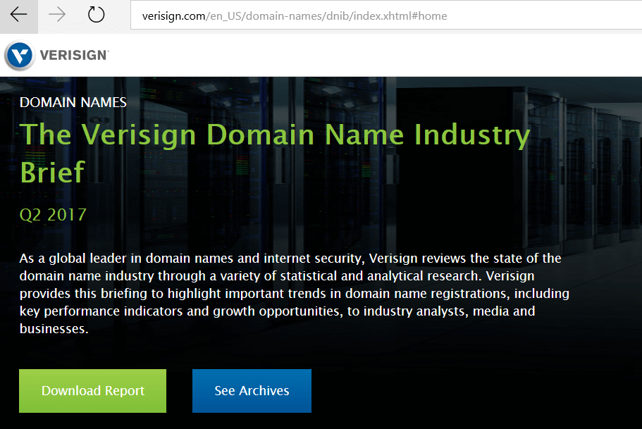 VeriSign: Internet domain name registrations growing at 2.1% annually