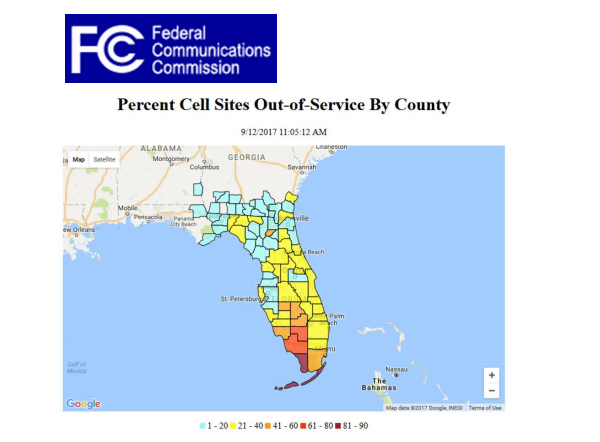 FCC: Over 3,000 Cell Sites Still Down in Florida