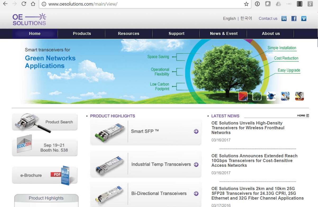 OE Solutions showcases its 25G SFP28 transceivers