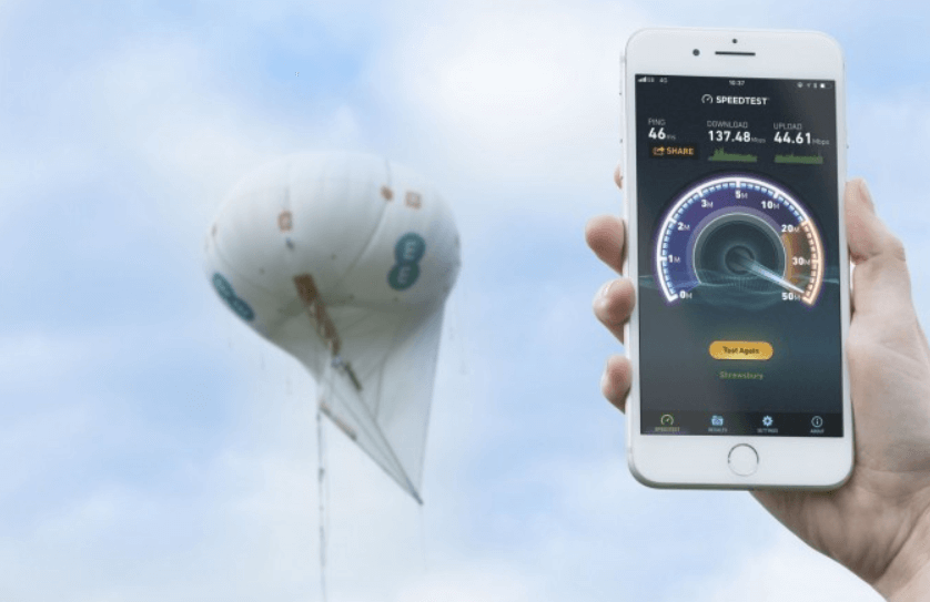 EE flies a 4G mast in helium balloon