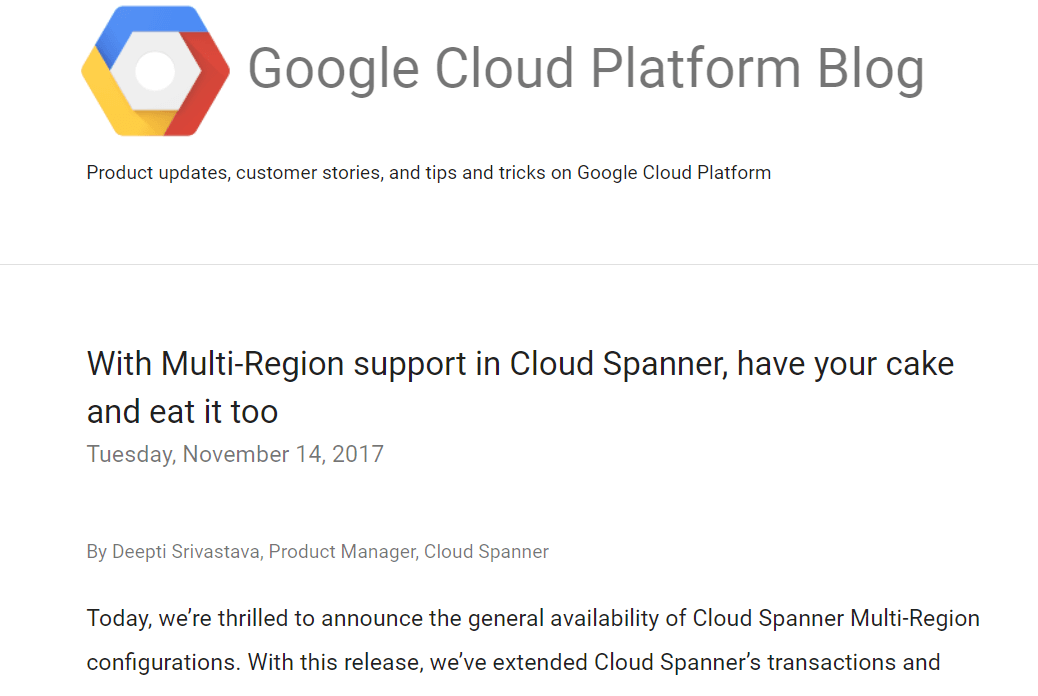 Google launches Cloud Spanner Multi-Region with Five 9s SLA