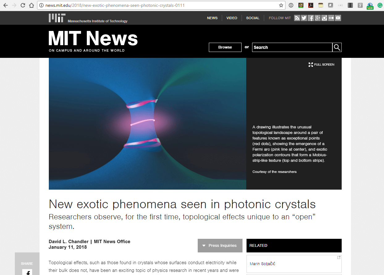 MIT News: New exotic phenomena seen in photonic crystals