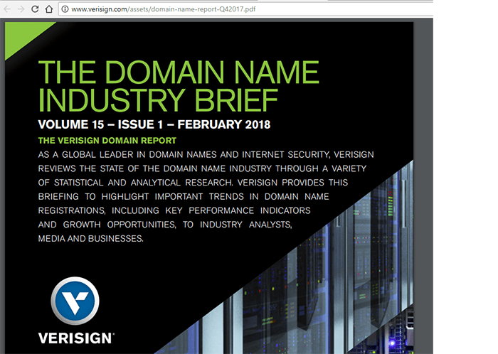 Verisign: 332.4 million total  domain names with growth under 1% per year