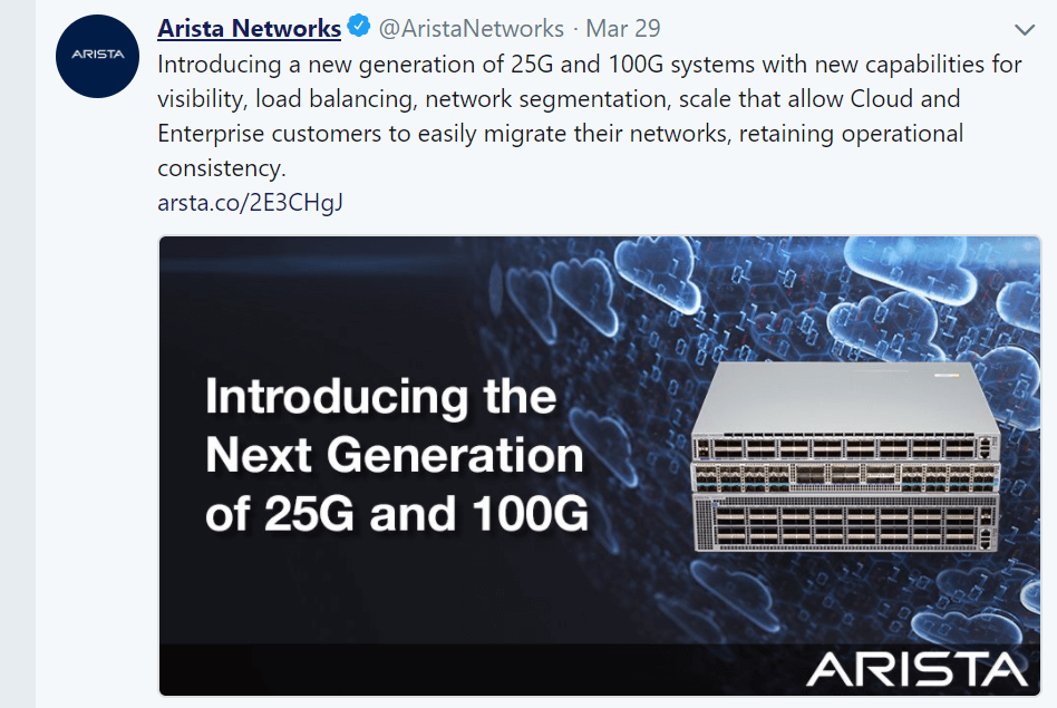 Arista debuts 25G and 100G systems