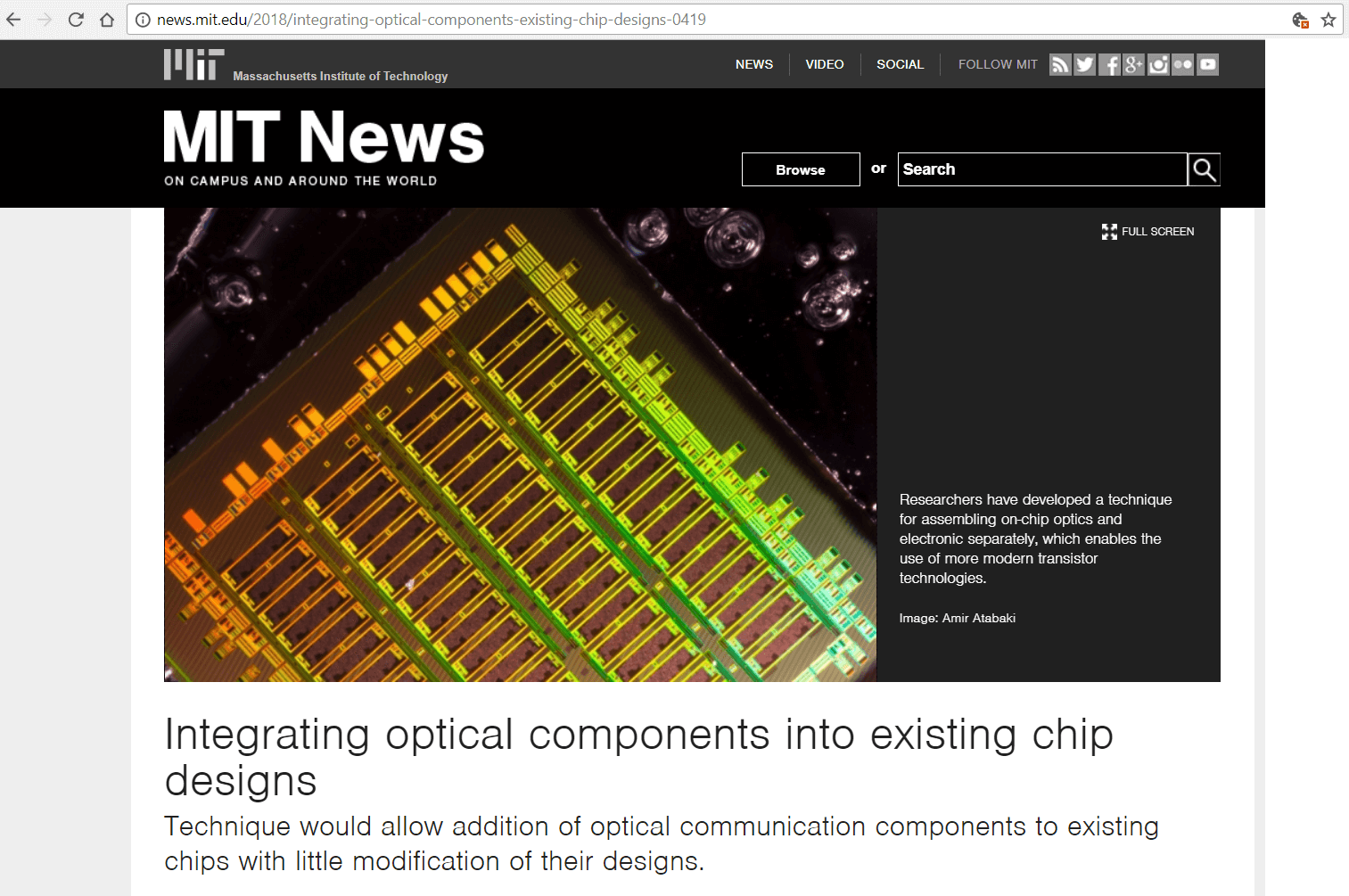 MIT: a new technique for assembling on-chip optics and electronics separately