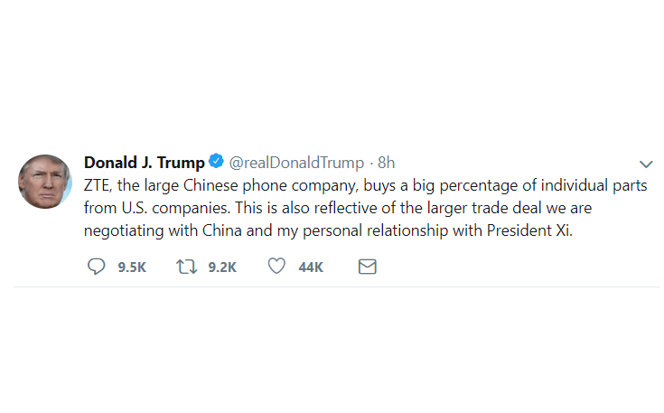 Trump defends pivot on ZTE