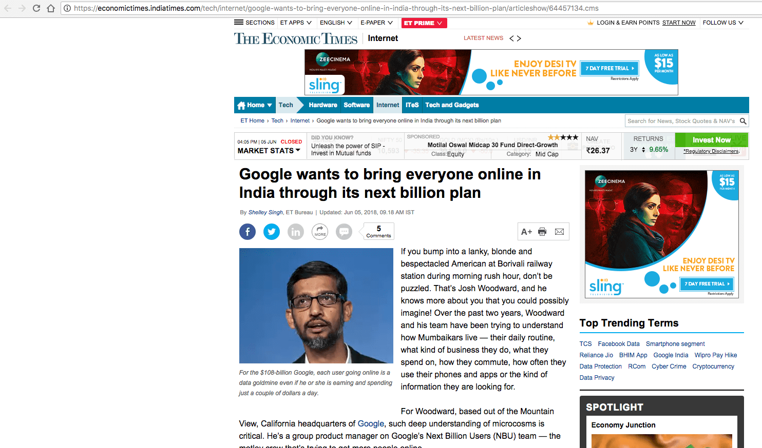 The Economic Times: Google dominates in India