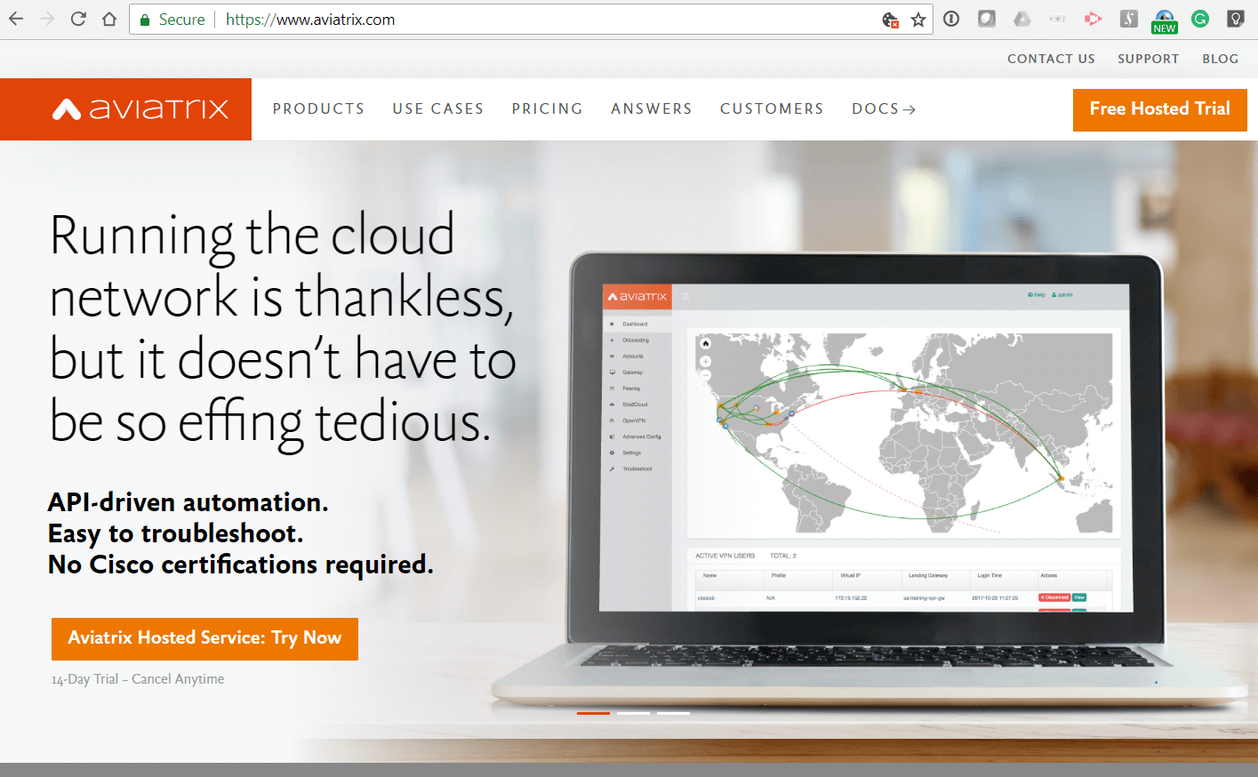 Aviatrix offers cloud networking as a service for AWS, Azure and Google Cloud