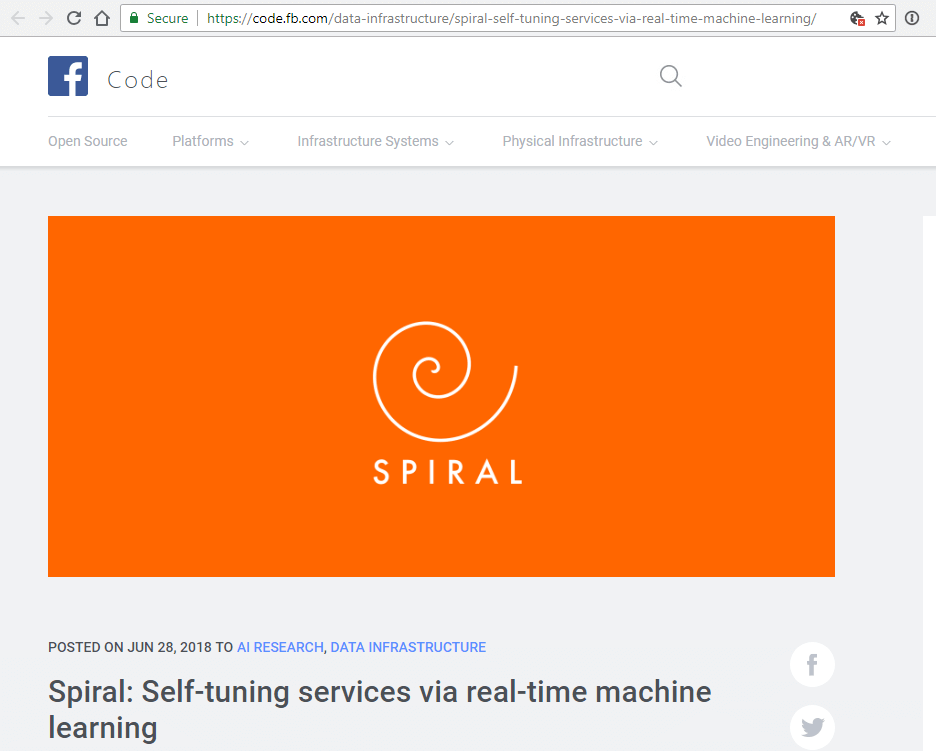 Facebook looks to Spiral for self-tuning, real-time services