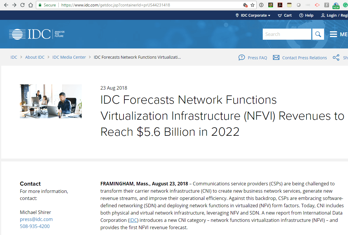 IDC: NFVI revenues to hit $5.6 billion in 2022