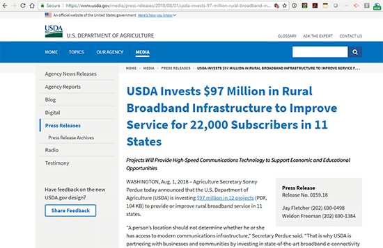 USDA funds 12 rural broaband projects — $97M