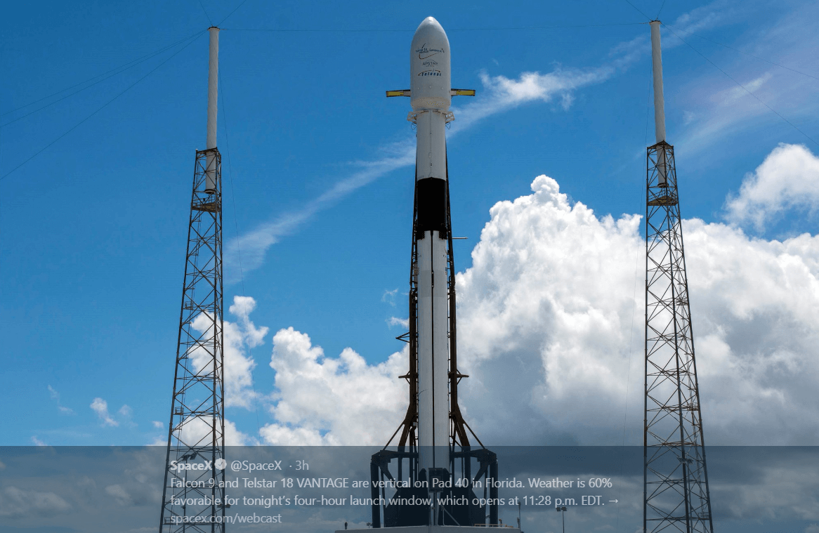 SpaceX launches Telstar 18 VANTAGE satellite