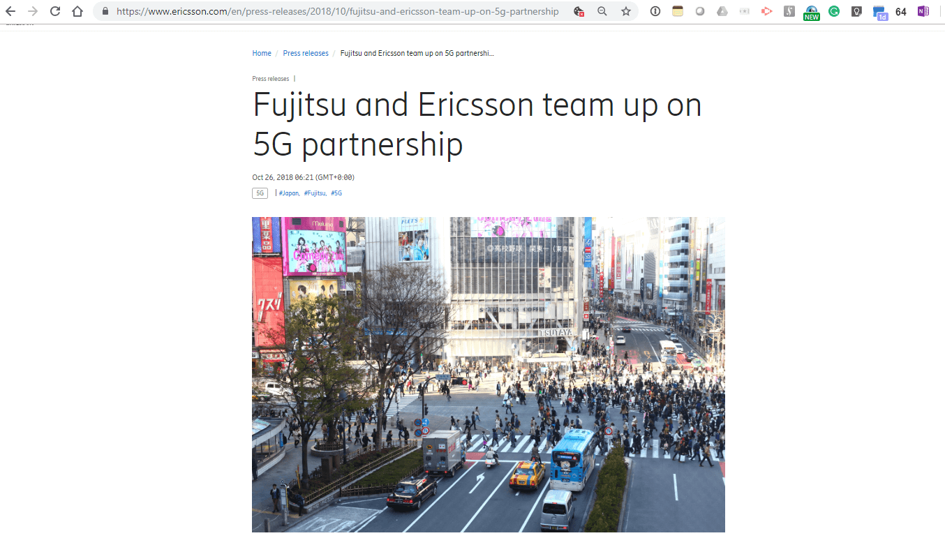 Fujitsu and Ericsson enter 5G partnership
