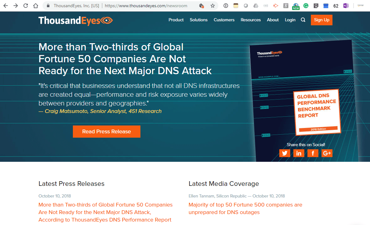ThousandEyes: Fortune 50 companies unprepared for DNS attack