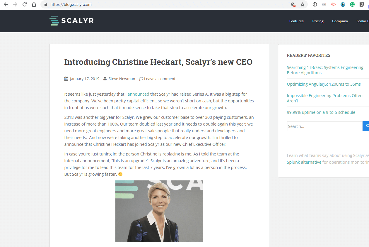 Scalyr appoints Christine Heckart as CEO