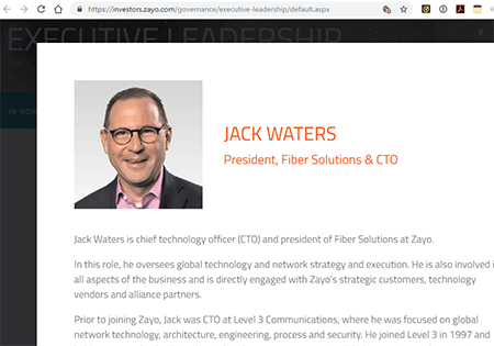 Jack Water appointed President of Zayo Networks