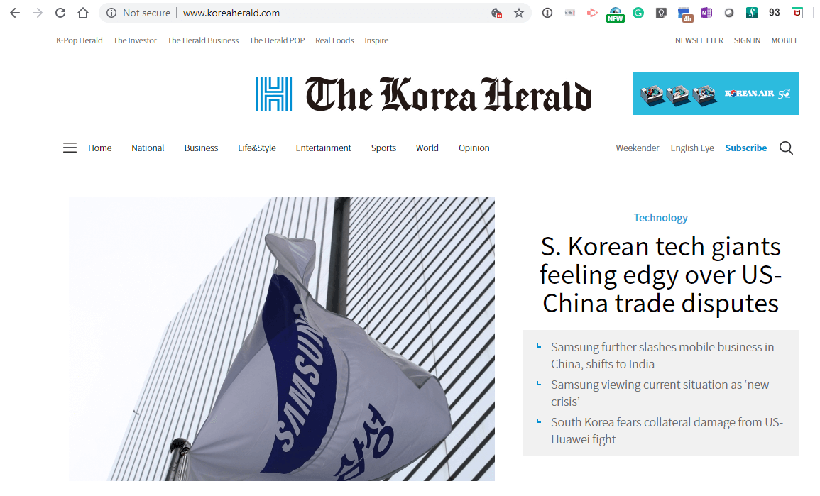 Samsung Electronics and SK Hynix feeling edgy over US-China dispute