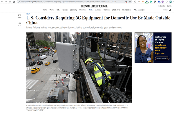 WSJ: U.S. government assesses 5G supply chain